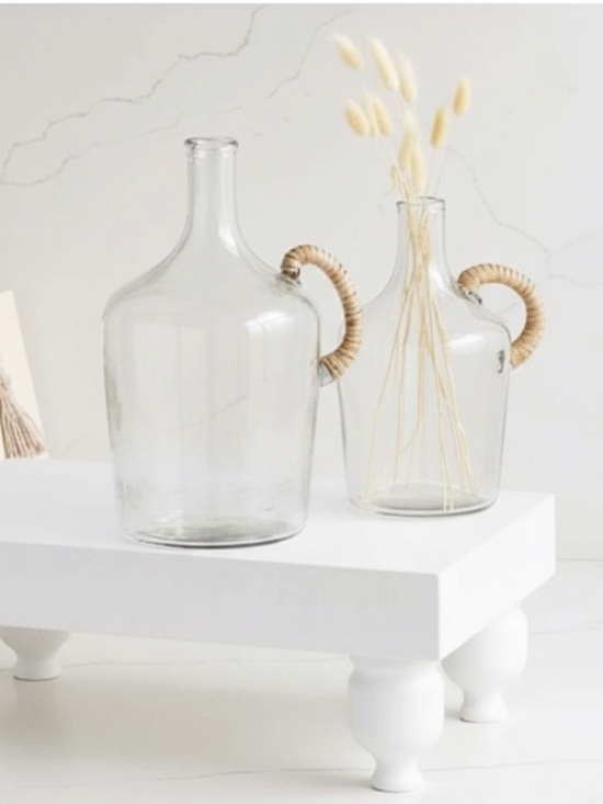 Mud Pie Other - Set/2 Glass Jugs With Wicker Wrapped Handles